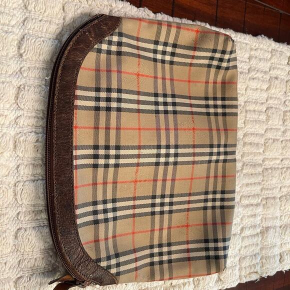 Vintage Burberrys’ cosmetic or travel pouch nova check beige /brown plaid - Picture 4 of 12